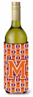 Letter M Football Orange, White and Regalia Wine Bottle Hugger