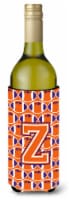 Letter Z Football Orange, White and Regalia Wine Bottle Hugger