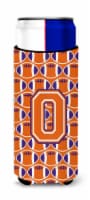Letter O Football Orange, White and Regalia Ultra Hugger for slim cans