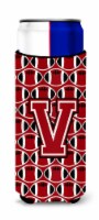 Letter V Football Red, Black and White Ultra Hugger for slim cans