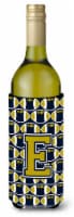 Carolines Treasures  CJ1074-ELITERK Letter E Football Blue and Gold Wine Bottle