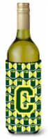 Carolines Treasures  CJ1075-CLITERK Letter C Football Green and Yellow Wine Bott