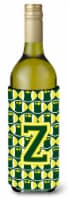 Carolines Treasures  CJ1075-ZLITERK Letter Z Football Green and Yellow Wine Bott