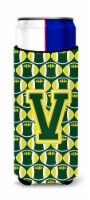 Letter V Football Green and Yellow Ultra Hugger for slim cans