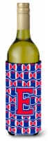 Letter E Football Harvard Crimson and Yale Blue Wine Bottle Hugger
