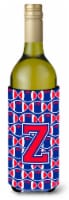 Letter Z Football Harvard Crimson and Yale Blue Wine Bottle Hugger