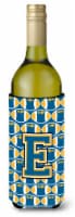 Carolines Treasures  CJ1077-ELITERK Letter E Football Blue and Gold Wine Bottle