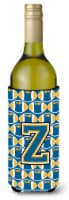 Carolines Treasures  CJ1077-ZLITERK Letter Z Football Blue and Gold Wine Bottle