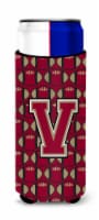 Letter V Football Garnet and Gold Ultra Hugger for slim cans