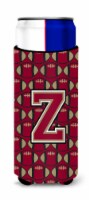 Letter Z Football Garnet and Gold Ultra Hugger for slim cans