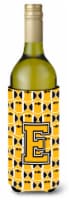 Letter E Football Black, Old Gold and White Wine Bottle Hugger