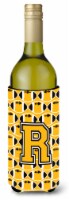 Letter R Football Black, Old Gold and White Wine Bottle Hugger