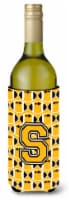 Letter S Football Black, Old Gold and White Wine Bottle Hugger