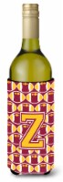 Carolines Treasures  CJ1081-ZLITERK Letter Z Football Maroon and Gold Wine Bottl