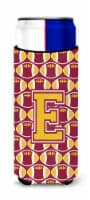 Letter E Football Maroon and Gold Ultra Hugger for slim cans