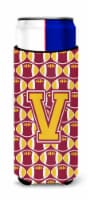 Letter V Football Maroon and Gold Ultra Hugger for slim cans