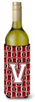 Carolines Treasures  CJ1082-VLITERK Letter V Football Cardinal and White Wine Bo