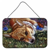 Carolines Treasures 7325DS812 Corgi Pastel Butterfly Wall or Door Hanging Print