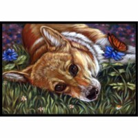 Carolines Treasures 7325MAT Corgi Pastel Butterfly Doormat 18x27