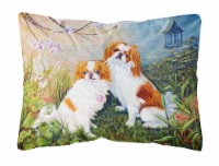 Japanese Chin Wasabi and Ginger Canvas Fabric Decorative Pillow