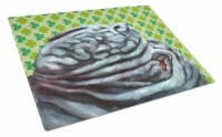 Neapolitan Mastiff St. Patrick's Day Shamrock Glass Cutting Board Large