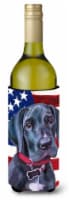 Black Great Dane Puppy USA Patriotic American Flag Wine Bottle Hugger