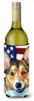 Carolines Treasures LH9546LITERK Corgi USA Patriotic American Flag Wine Bottle