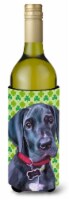 Black Great Dane Puppy St. Patrick's Day Shamrock Wine Bottle Hugger