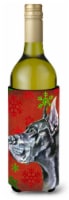 Black Great Dane Red Snowflakes Holiday Christmas Wine Bottle Hugger