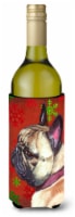French Bulldog Frenchie Red Snowflakes Holiday Christmas Wine Bottle Hugger