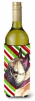 French Bulldog Frenchie Candy Cane Holiday Christmas Wine Bottle Hugger