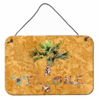 Carolines Treasures  8709DS812 Welcome Palm Tree on Gold Wall or Door Hanging Pr
