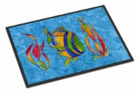 Troical Fish and Seaweed on Blue Indoor or Outdoor Mat 24x36
