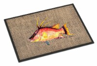 Carolines Treasures 8753JMAT Hog Snapper on Faux Burlap Doormat 24x36