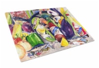 Crystal Hot Sauce with Camellia Beans and Black Skillet Glass Cutting Board Larg