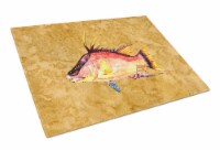 Carolines Treasures 8751LCB Hog Snapper on Gold Glass Cutting Board Large