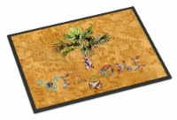 Carolines Treasures 8709MAT Welcome Palm Tree on Gold Doormat 18x27