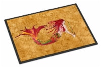 Ginger Red Headed Mermaid on Gold Indoor or Outdoor Mat 18x27