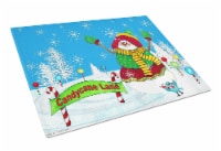 Carolines Treasures  PJC1075LCB Candy Cane Lane Snowman Glass Cutting Board Larg