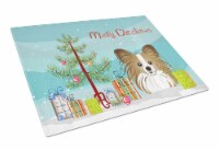 Carolines Treasures  BB1620LCB Christmas Tree and Papillon Glass Cutting Board L