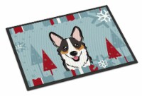 Carolines Treasures  BB1751JMAT Winter Holiday Tricolor Corgi Indoor or Outdoor