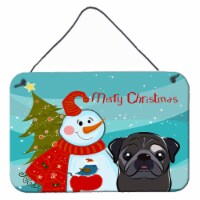 Carolines Treasures  BB1883DS812 Snowman with Black Pug Wall or Door Hanging Pri