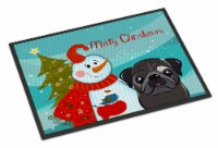 Carolines Treasures  BB1883JMAT Snowman with Black Pug Indoor or Outdoor Mat 24x