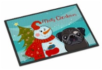 Carolines Treasures  BB1883MAT Snowman with Black Pug Indoor or Outdoor Mat 18x2