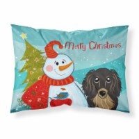 BB1833 Snowman with Longhair Black And Tan Dachshund  , Large,