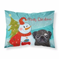 BB1883 Snowman with Black Pug  , Large,
