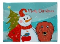 Carolines Treasures  BB1834PLMT Snowman with Longhair Red Dachshund Fabric Place