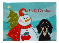 Carolines Treasures  BB1835PLMT Snowman with Smooth Black and Tan Dachshund Fabr