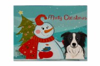Carolines Treasures  BB1861PLMT Snowman with Border Collie Fabric Placemat