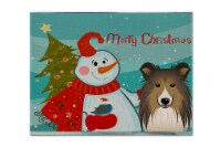 Carolines Treasures  BB1862PLMT Snowman with Sheltie Fabric Placemat